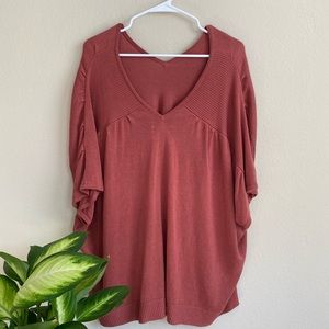 Anthropologie Flowy Pink V-Neck Top Like New